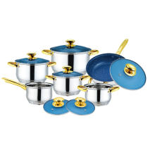 Juego de utensilios de cocina de 12 piezas con vidrio azul acero inoxidable